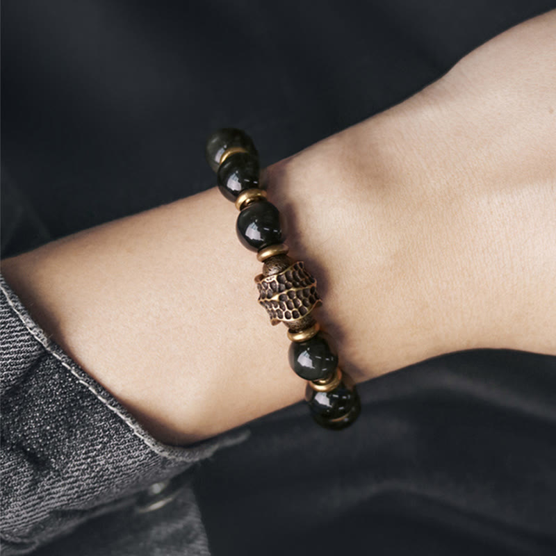 EverestArtstudios Rainbow Obsidian Copper Love Healing Bracelet