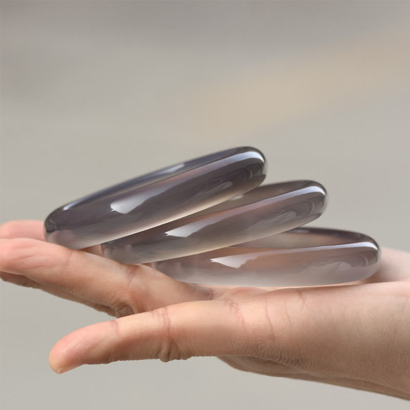EverestArtstudios Natural Gray Chalcedony Harmony Bangle Bracelet