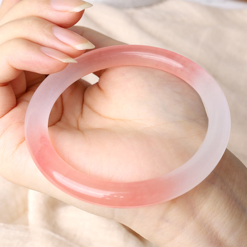 EverestArtstudios Pink Golden Silk Jade Wealth Bracelet Bangle