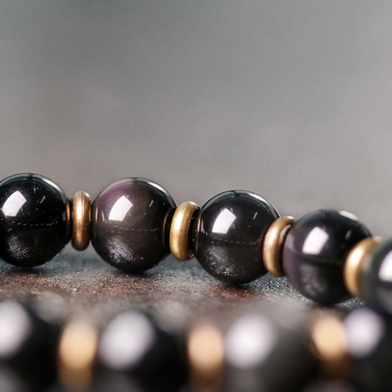 EverestArtstudios Rainbow Obsidian Copper Love Healing Bracelet