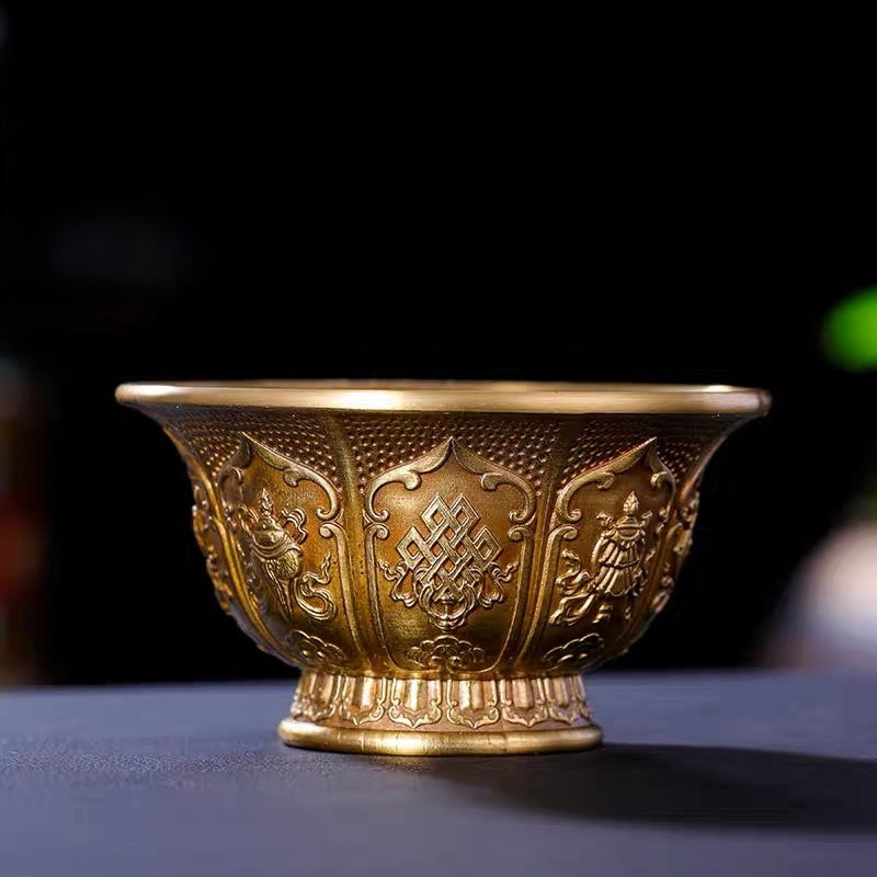 Handcrafted Copper Brass Offering Bowl Tibetan Buddhist Altar Cup for Rituals Meditation Incense Offerings