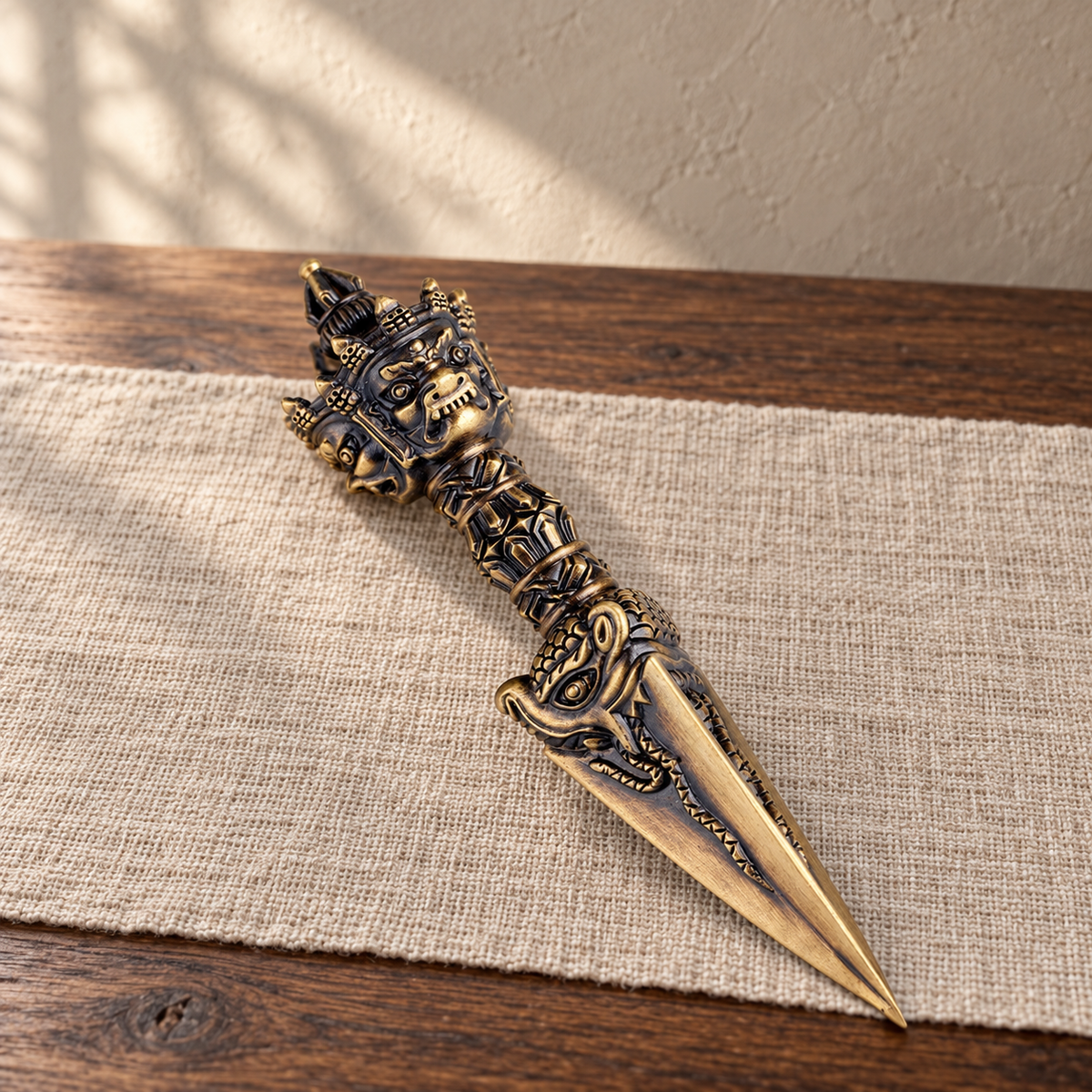 Phurba 10 cm, Antique Brass, Ornament Only
