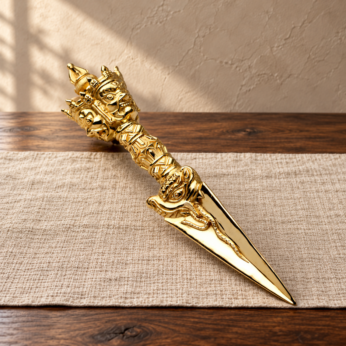 Phurba 15 cm, Polished Brass, Ornament Only