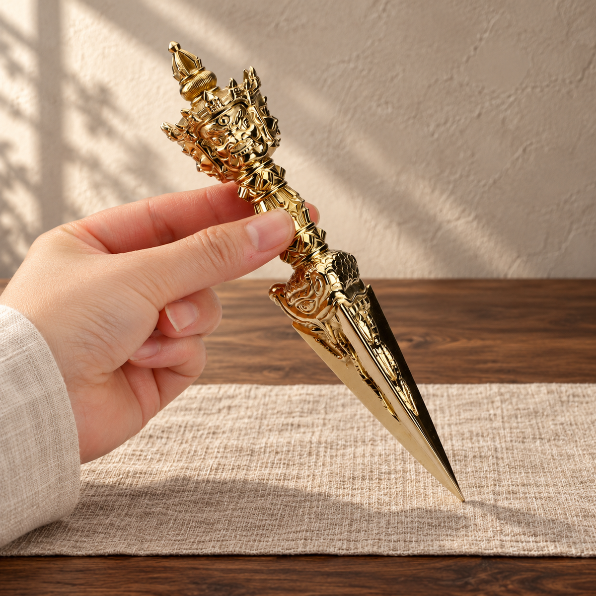 Phurba 18 cm, Polished Brass, Ornament Only