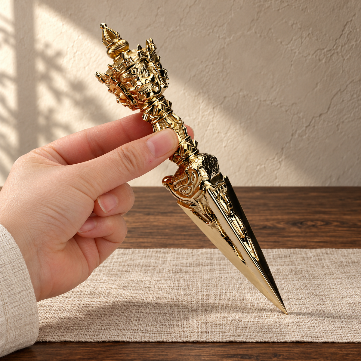 Phurba 20.5 cm, Polished Brass, Ornament Only