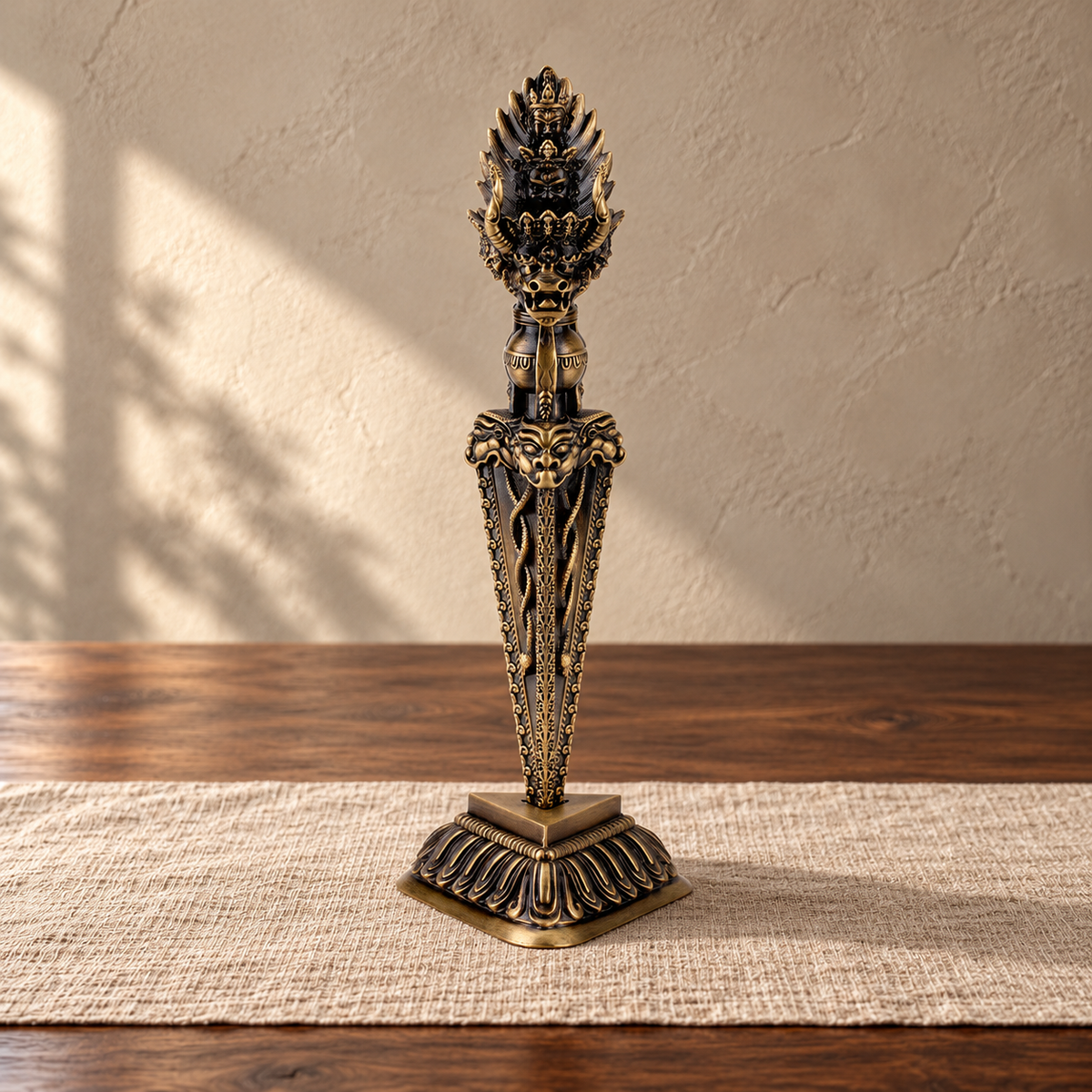 Yamantaka 21 cm, Antique Brass, With Stand