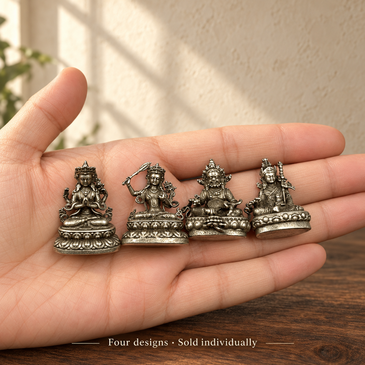 Four miniature designs shown for scale — sold individually
