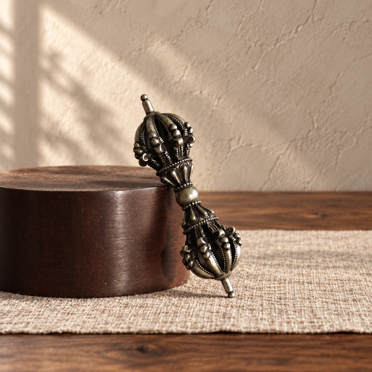 White Copper Nine-Prong Vajra II, 9.2 cm