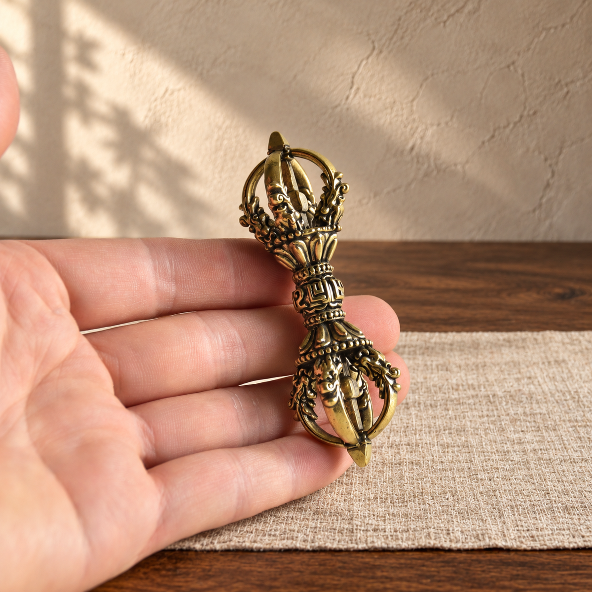 Brass Five-Prong Vajra, 8.8 cm