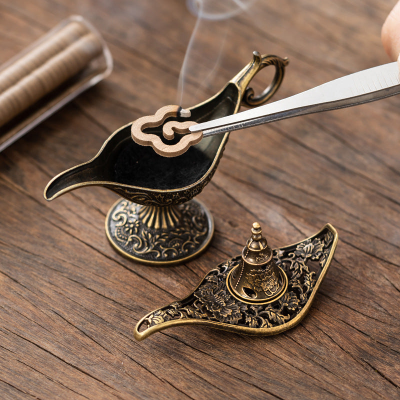 Search banner magic lamp incense burner alloy plate incense burner auspicious cloud sticky powder agarwood sandalwood pear tent fragrant tea ceremony ornament