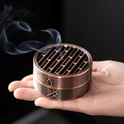 Chinese style incense burner steamer creative alloy flat bottom burner agarwood sandalwood incense burner household indoor incense burner