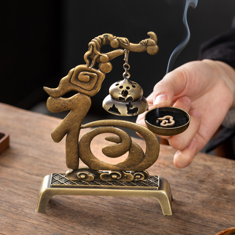 Fulu aromatherapy burner, small auspicious cloud disk incense burner, desktop ornament, modern home entrance decoration, creative incense burner
