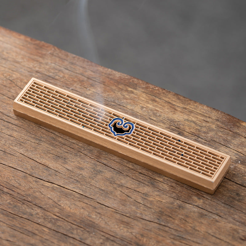 Short lying incense box household line incense burner incense insert aromatherapy burner antique lying incense box Ruyi creative copper alloy wire incense burner