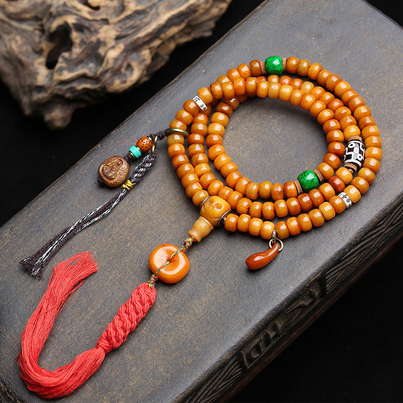 EverestArtstudios Yak Bone 108-Bead Mala in Four Decorative Styles