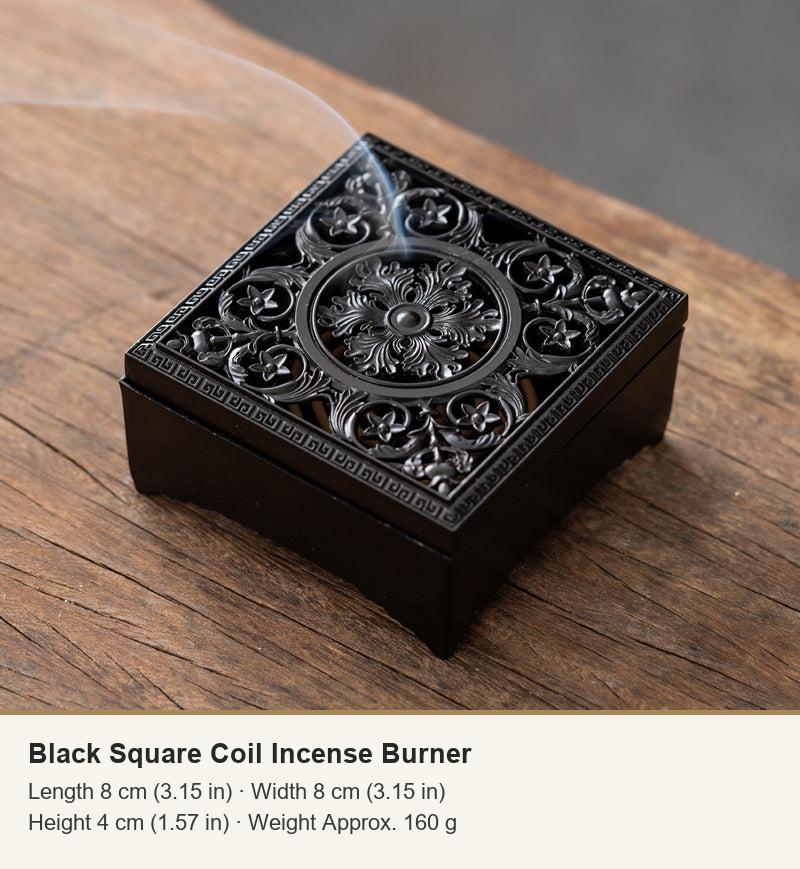 Black Square Coil Incense Burner
