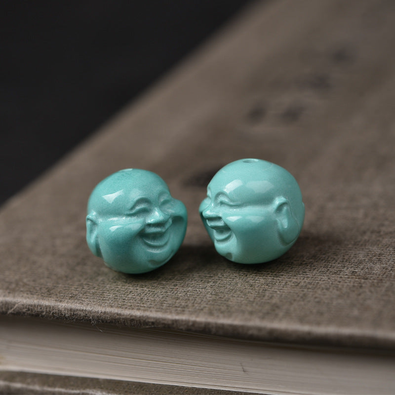 EverestArtstudios Hand-Carved Turquoise Buddha Head Mala Accessory