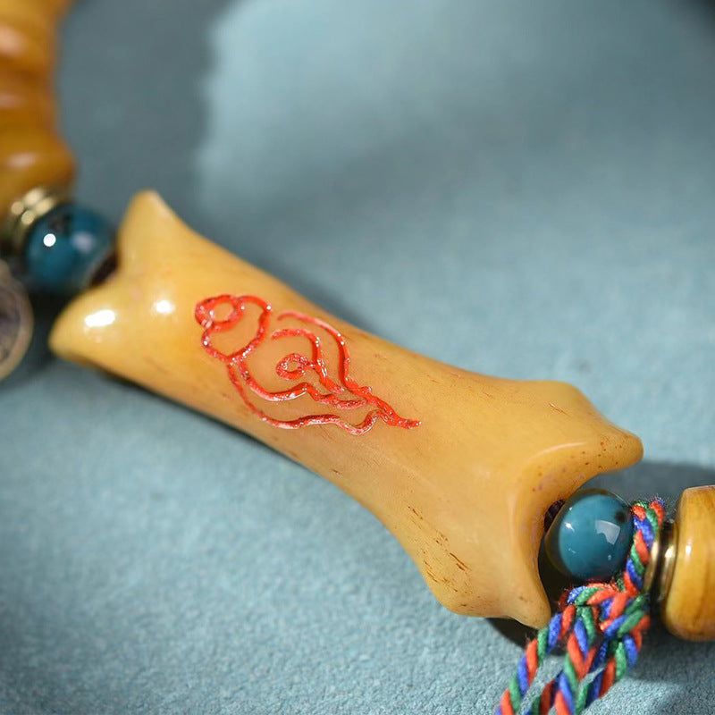 EverestArtstudios Camel Bone Sculpted Bead Adjustable Bracelet