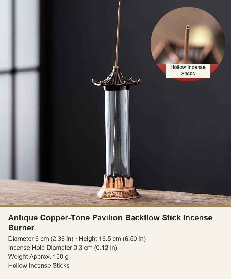 Antique Copper-Tone Pavilion Backflow Stick Incense Burner