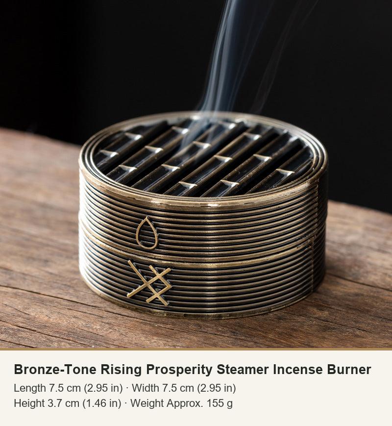 Bronze-Tone Rising Prosperity Steamer Incense Burner