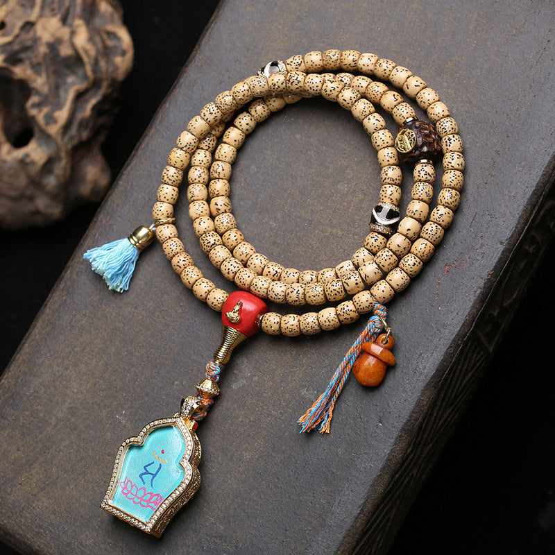 EverestArtstudios Xingyue Bodhi 108-Bead Mala with Manjushri-Inspired Thangka Pendant