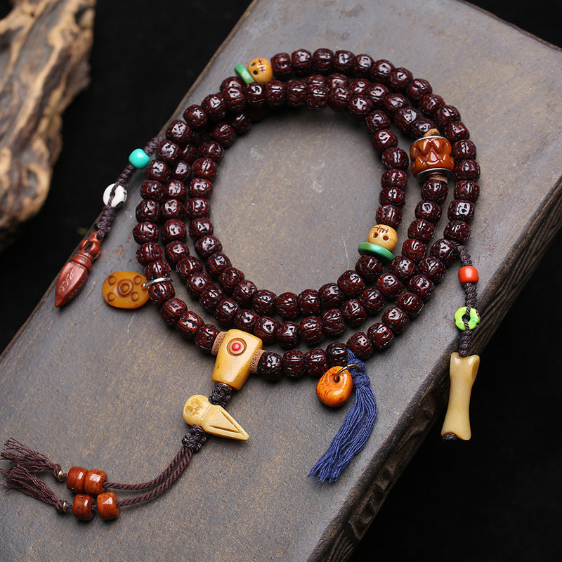 EverestArtstudios Vajra Bodhi 108-Bead Mala with Bone Accents