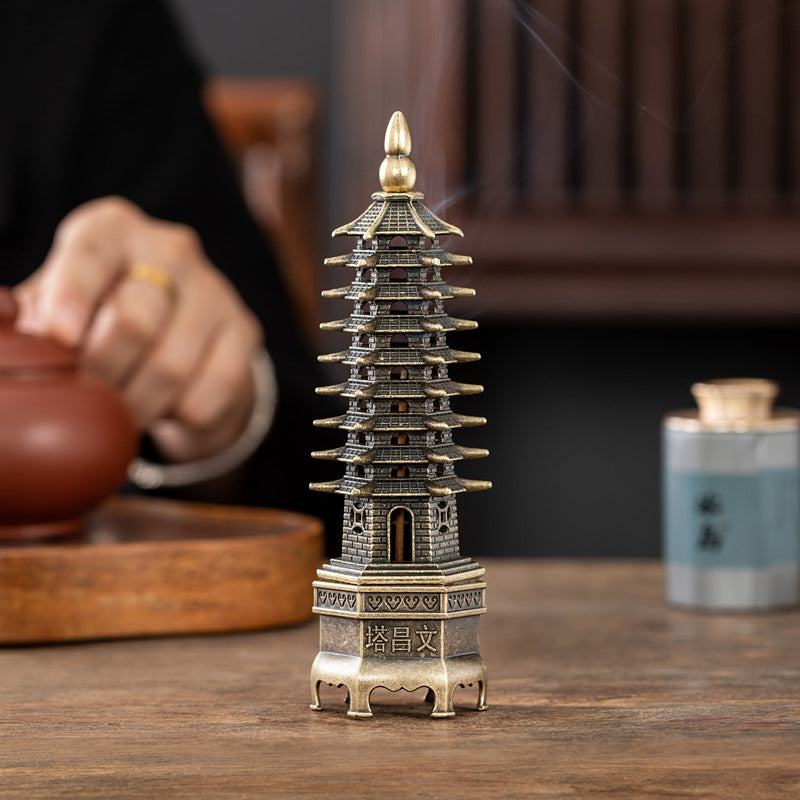 Wenchang Tower Incense Burner Home Ornament Crafts Office Decoration Desk Creative Ornament Sandalwood Thread Aromatherapy Burner