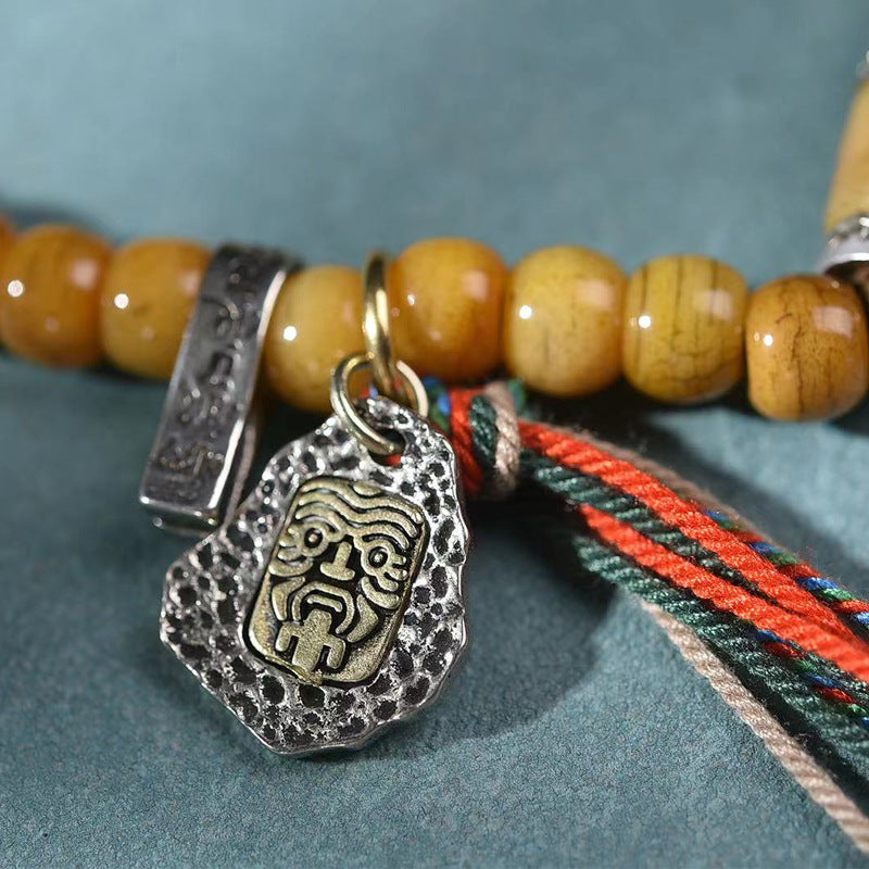 EverestArtstudios Natural Camel Bone 108-Bead Mala with Zaki Lhamo Gau Pendant