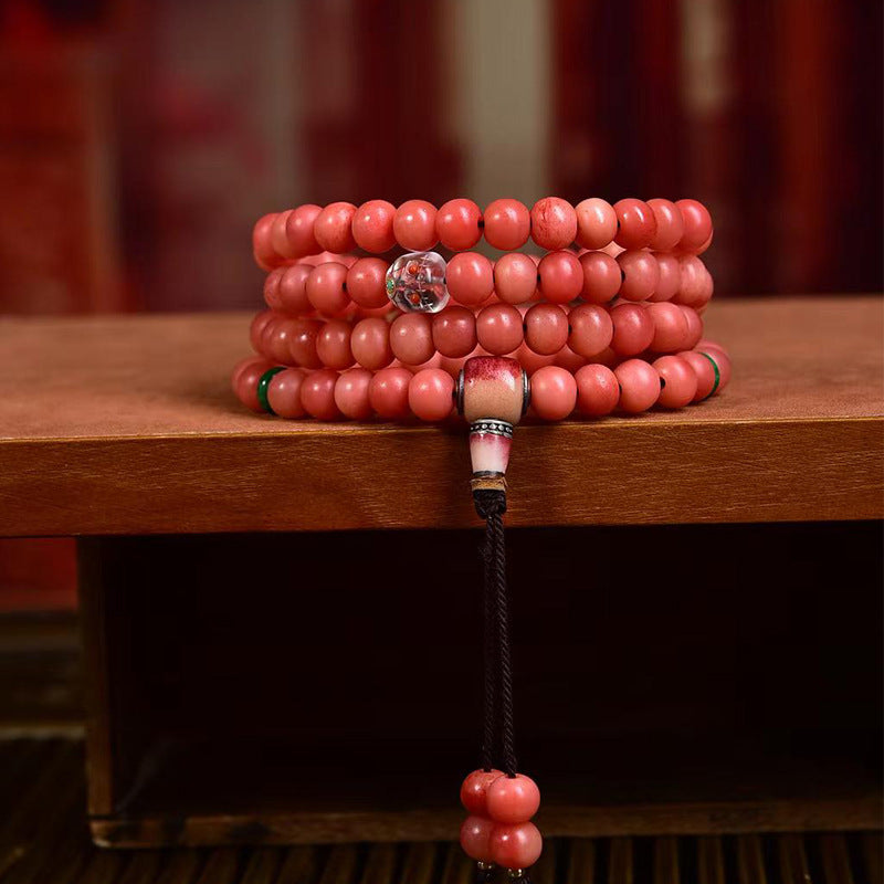 EverestArtstudios Natural Full-Blood Camel Bone 108-Bead Mala with Glass and Bone Guru Bead