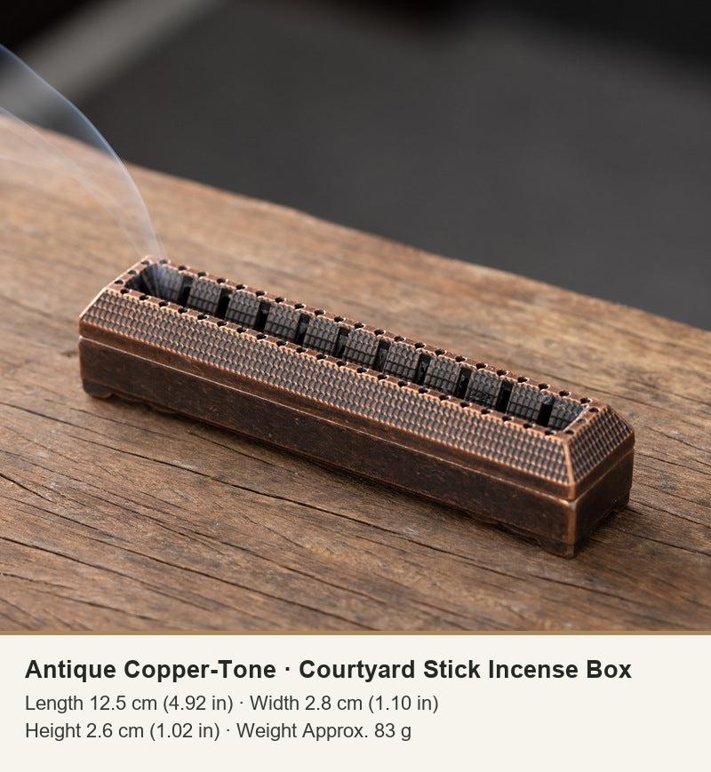 Antique Copper-Tone  ·  Courtyard Stick Incense Box