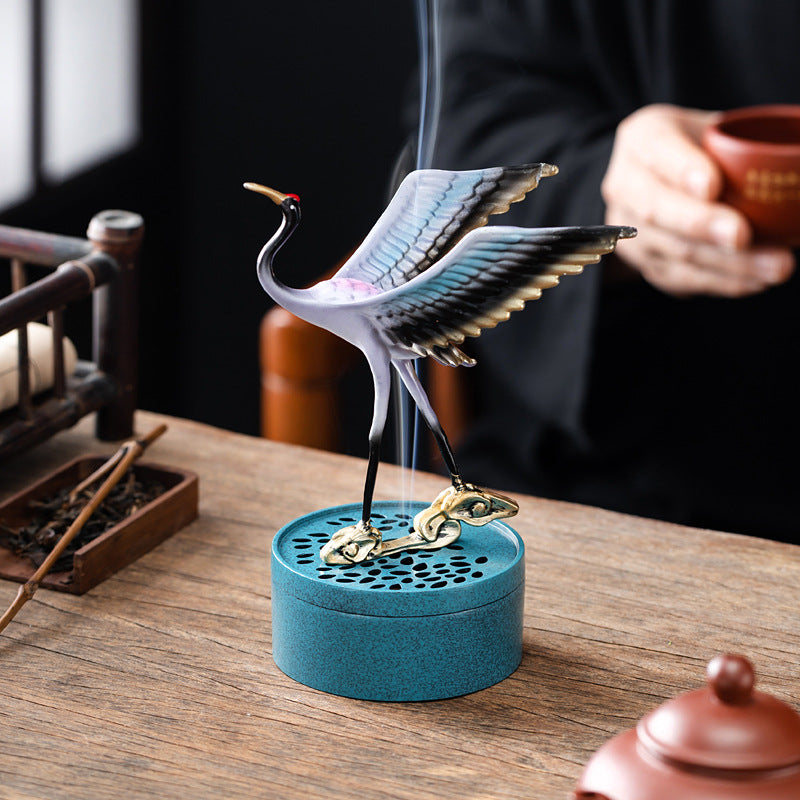 New Chinese-style Zen crane treading cloud desktop ornament agarwood sandalwood plate incense burner household indoor incense road aromatherapy burner