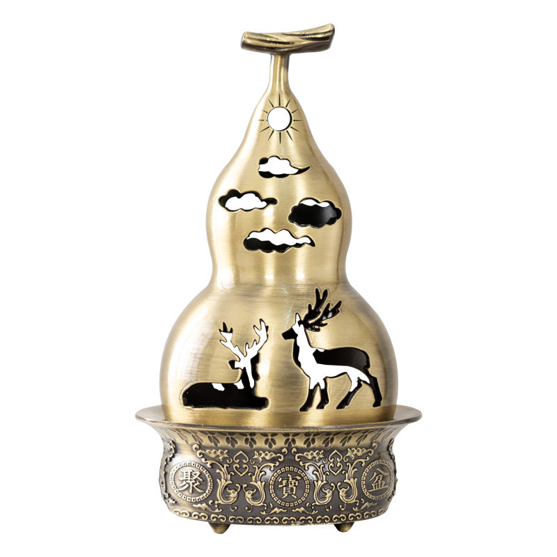 Chinese classical copper gourd incense burner cornucopia creative fortune auspicious ornament home desktop aromatherapy burner tea ceremony incense