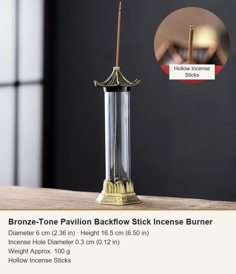 Bronze-Tone Pavilion Backflow Stick Incense Burner