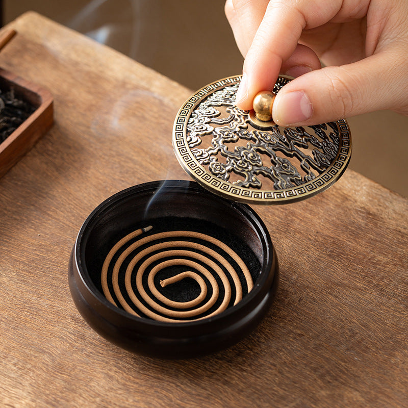Xiangyun cover three-legged disc incense burner sandalwood burner household indoor zen incense burner retro incense ornament handicraft wholesale