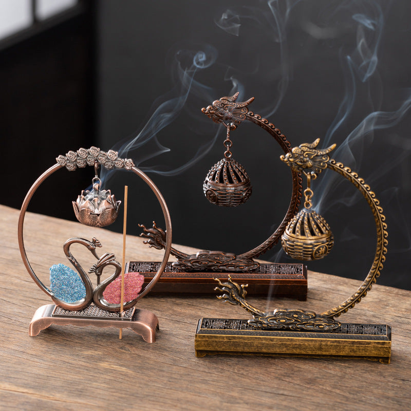 Classical swan incense burner ornament household small auspicious cloud indoor hanging hanging furnace dual-purpose incense tower incense agarwood sandalwood burner
