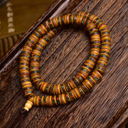 EverestArtstudios Aged Tibetan Yak Bone Inlaid Multi-Treasure 108-Bead DIY Strand