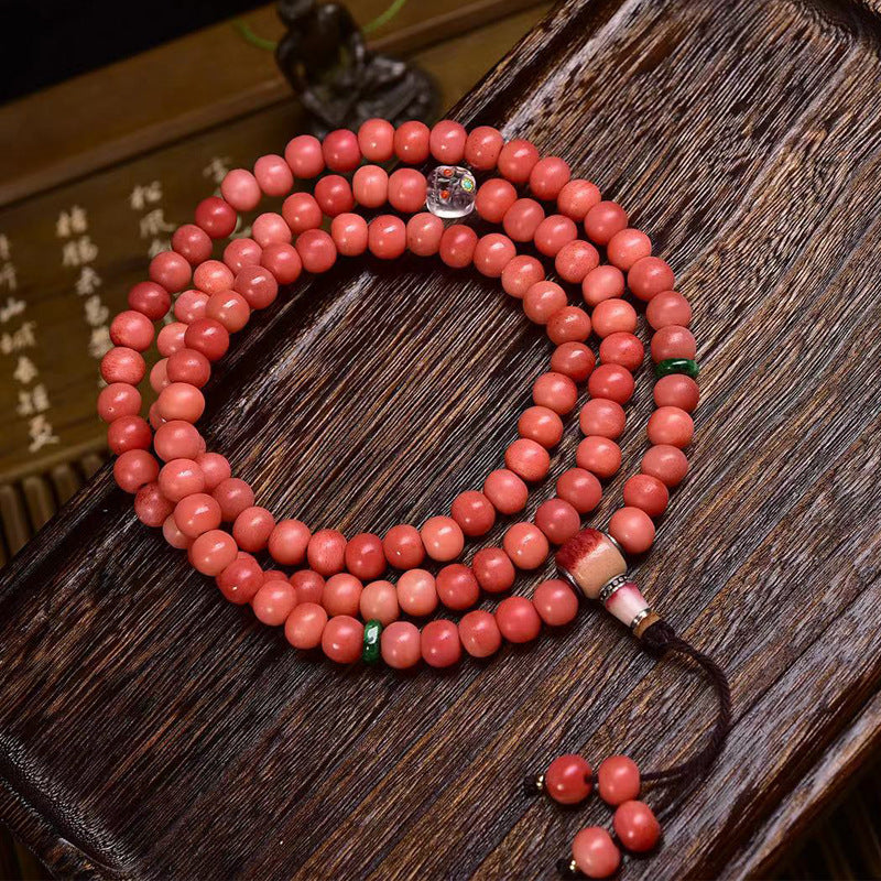 EverestArtstudios Natural Full-Blood Camel Bone 108-Bead Mala with Glass and Bone Guru Bead
