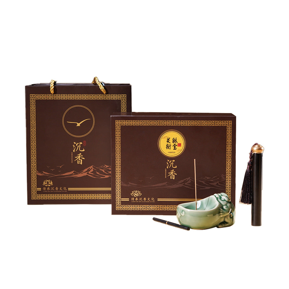 Celadon mythical beast Pixiu lucky ceramic incense burner high-end agarwood gift box set Nha Trang worm leakage line incense gift aromatherapy
