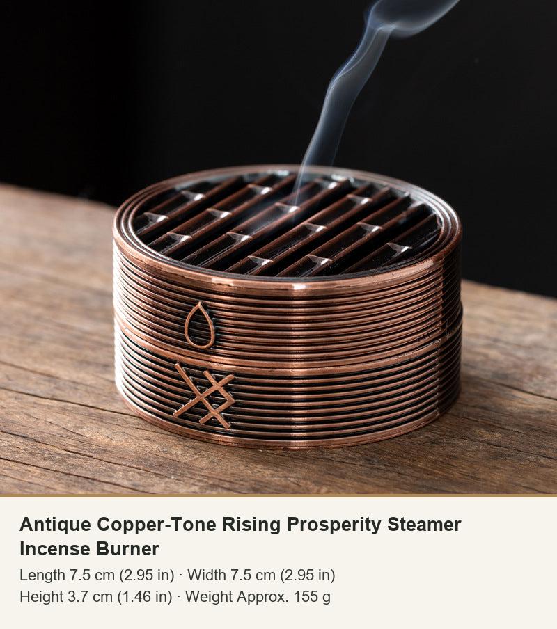 Antique Copper-Tone Rising Prosperity Steamer Incense Burner