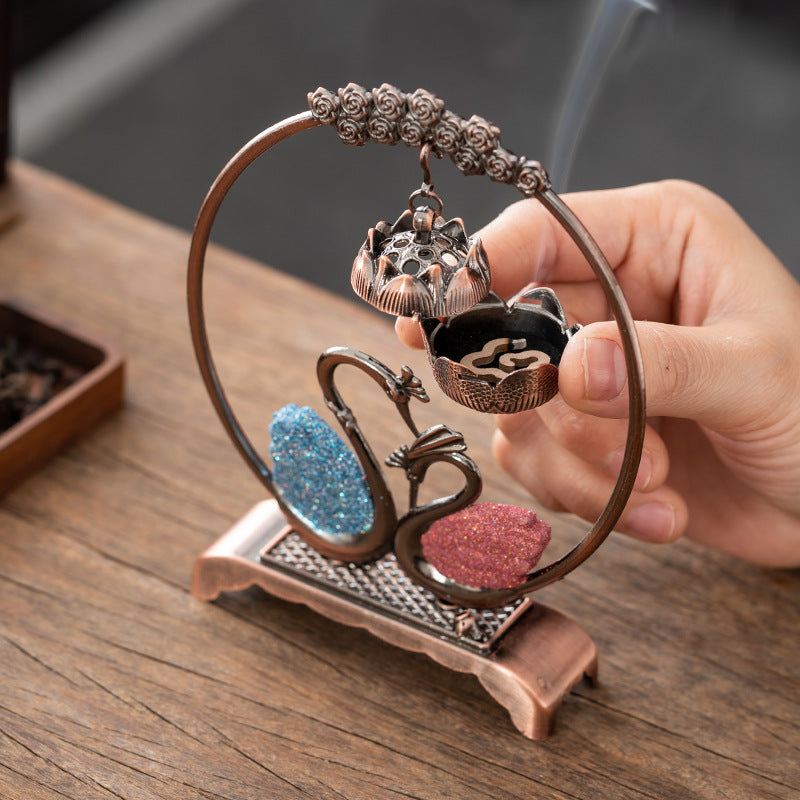 Classical swan incense burner ornament household small auspicious cloud indoor hanging hanging furnace dual-purpose incense tower incense agarwood sandalwood burner