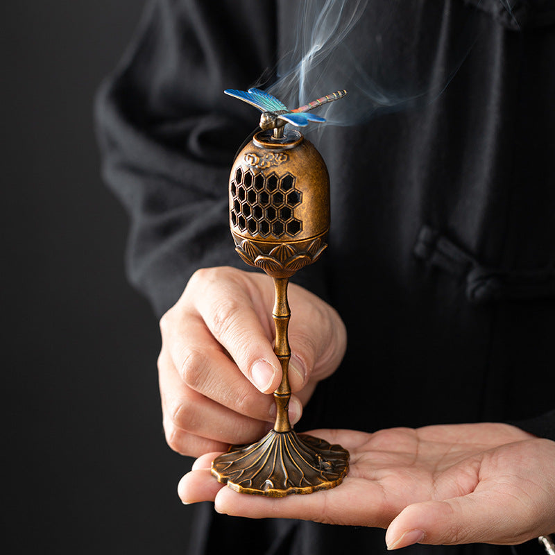 Creative rotating palace lamp aromatherapy stove butterfly dragonfly small auspicious cloud sticky powder sandalwood stove household indoor Chinese ornament