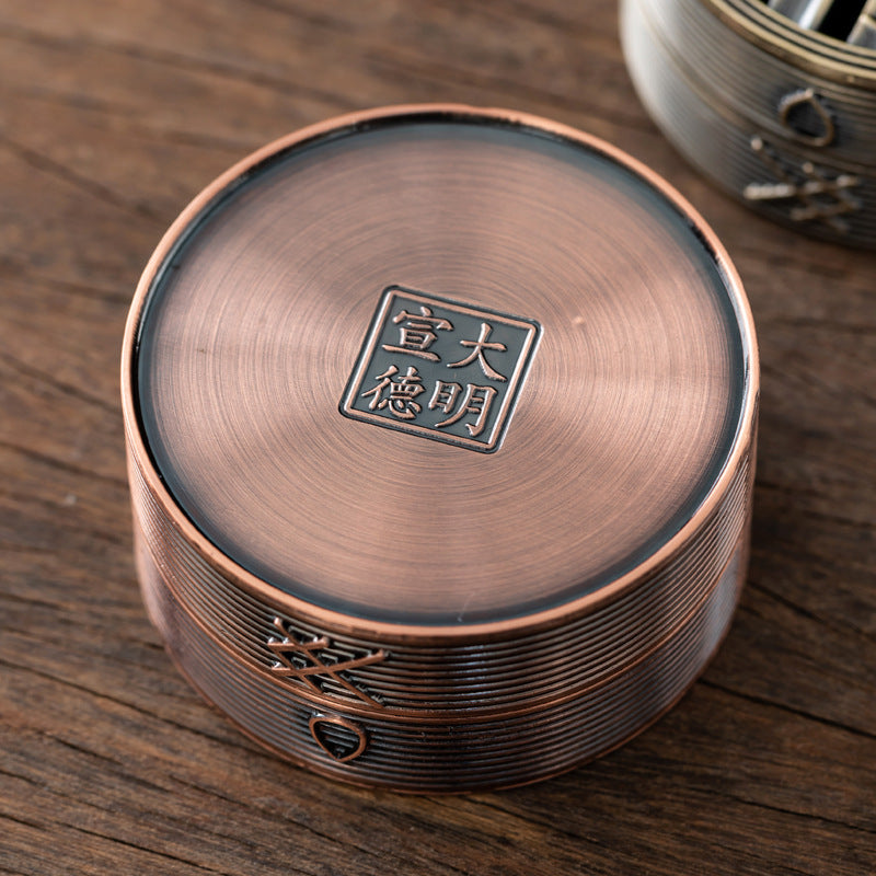 Chinese style incense burner steamer creative alloy flat bottom burner agarwood sandalwood incense burner household indoor incense burner