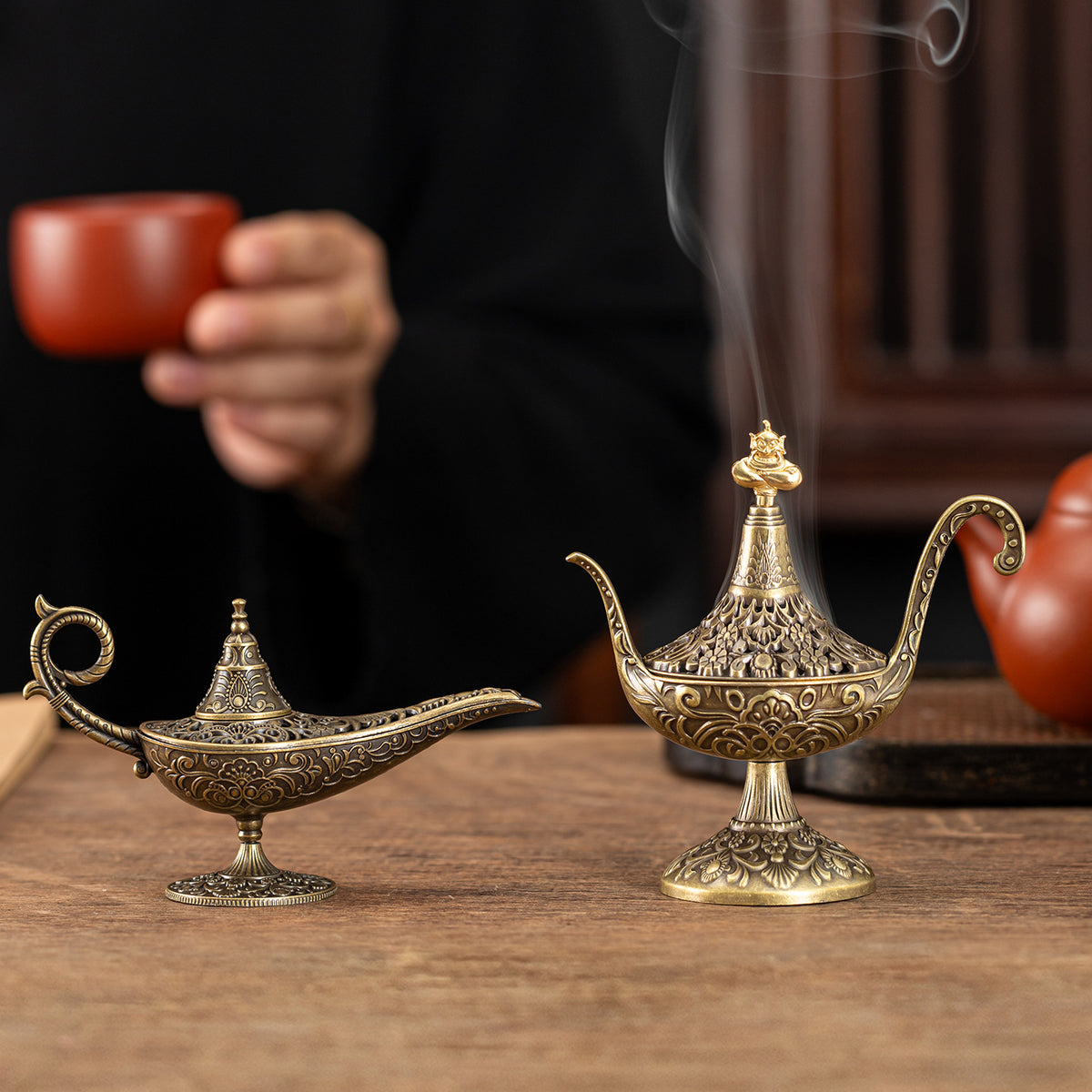 Cross-border hot-selling search banner magic lamp small incense burner wishing magic lamp small auspicious cloud elf aromatherapy burner handicraft ornament