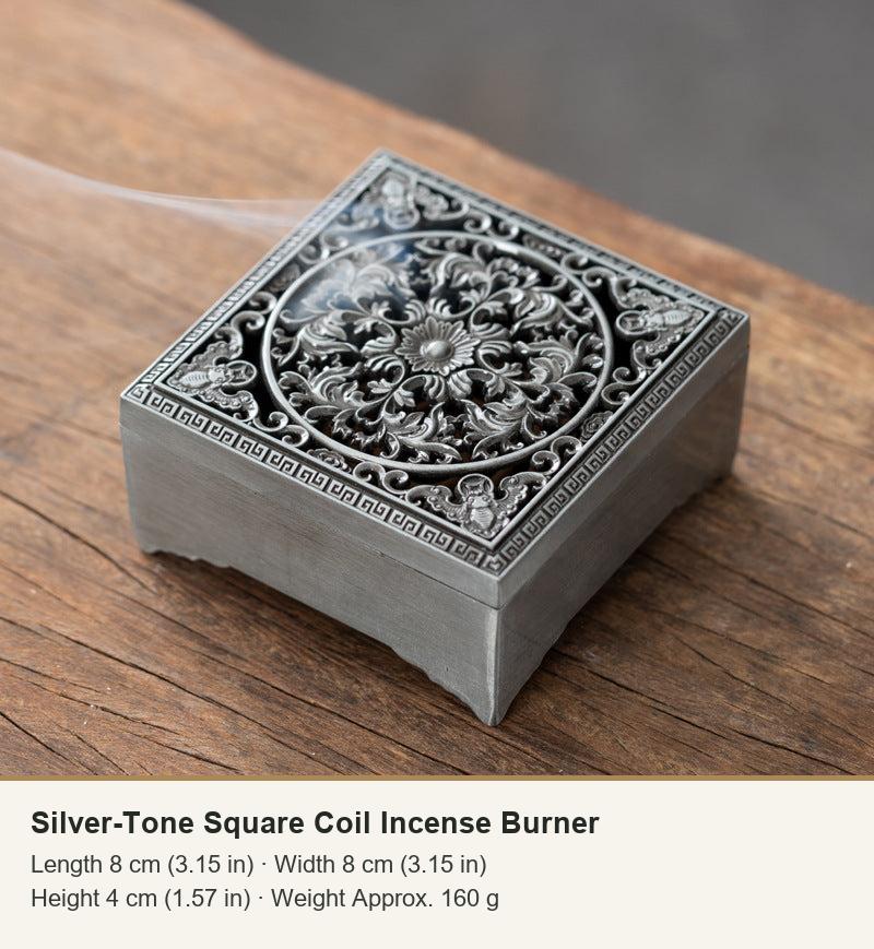 Silver-Tone Square Coil Incense Burner