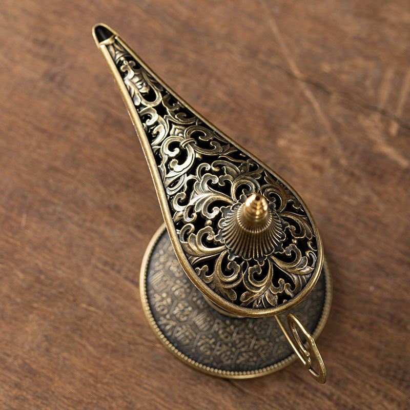 Search banner magic lamp incense burner small auspicious cloud incense sticky powder sandalwood agarwood aromatherapy burner alloy disc incense burner creative ornament