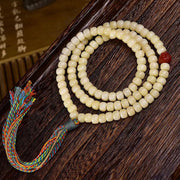 EverestArtstudios Natural Golden-Yellow Camel Bone Barrel-Bead 108-Bead Mala