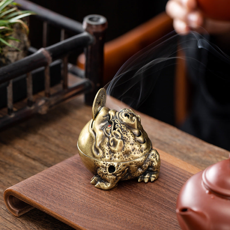 Three-legged Golden Toad Aromatherapy Burner Bafangnacai Golden Toad Ornament Alloy Crafts Creative Disk Incense Burner Xiaoxiangyun Incense Burner