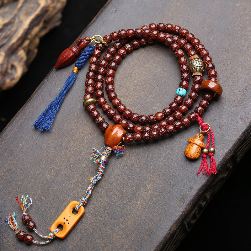 EverestArtstudios Xingyue Bodhi Mala with Turquoise and Carved Accents