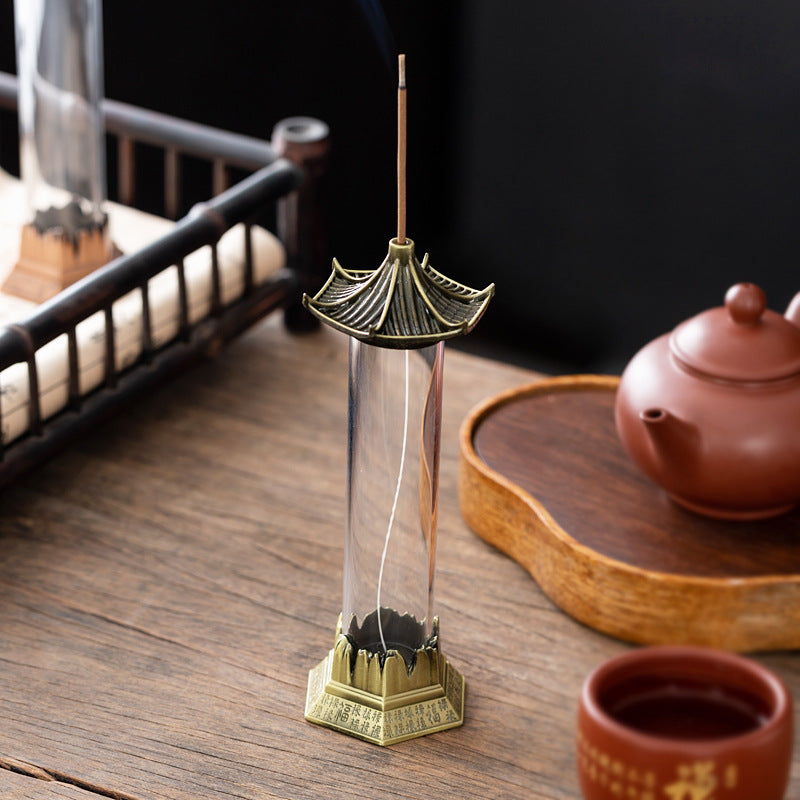 Creative antique gazebo backflow incense burner ornamental ornament antique household backflow smoke aromatherapy burner Chinese aromatherapy burner