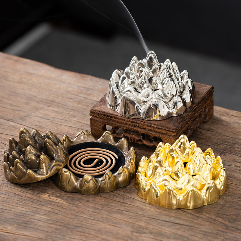 Qianli Jiangshan aromatherapy stove retro and old Boshan plate incense burner household indoor ornament agarwood sandalwood alloy incense burner