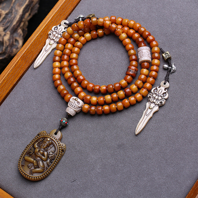 EverestArtstudios Yak Bone 108-Bead Mala with Vajrayogini-Inspired Pendant